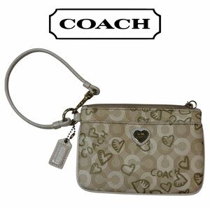 Coach Waverly Hearts Beige Wristlet